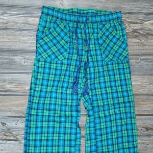 Old Navy Green Blue Plaid Lightweight Comfy Drawstring Stretchy Pajama Pants